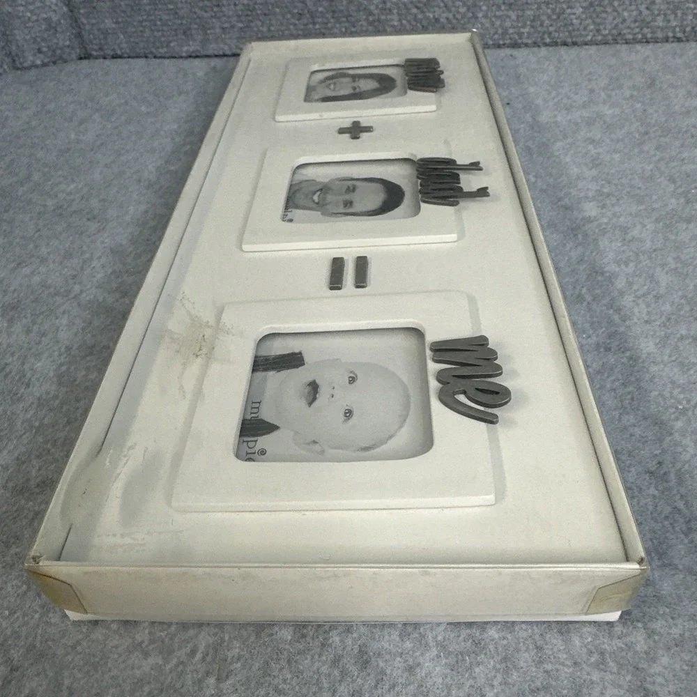 Mudpie Mom + Dad = Me Triple White Photo Frame 13